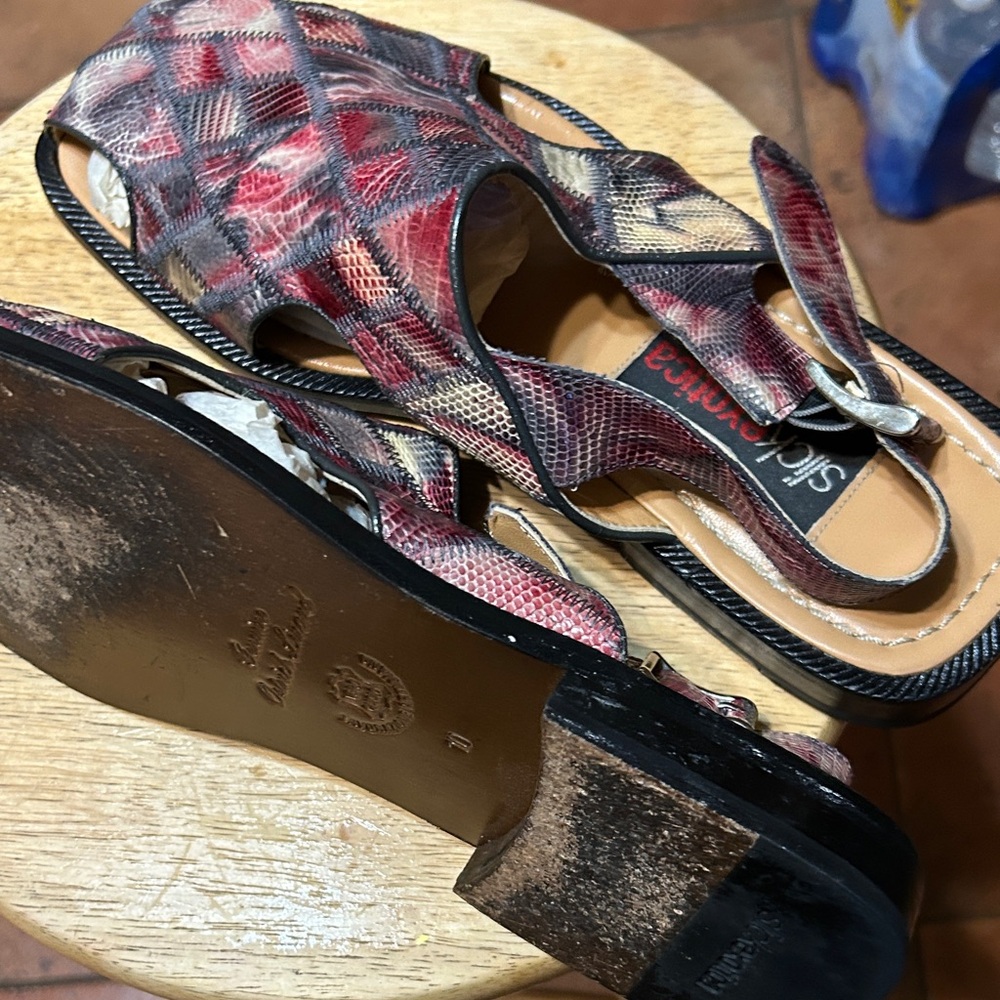 Sleek Red and Black Men's Sandals by Salvatore Ferragamo